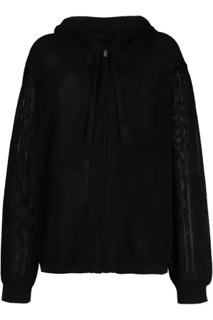 LANEUS Plain crochet-knit zip-up hoodie