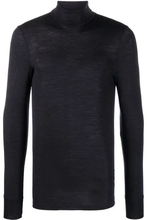 007 Fine Gauge Cashmere Mock Turtle Neck Sweater Dark Charcoal Grey