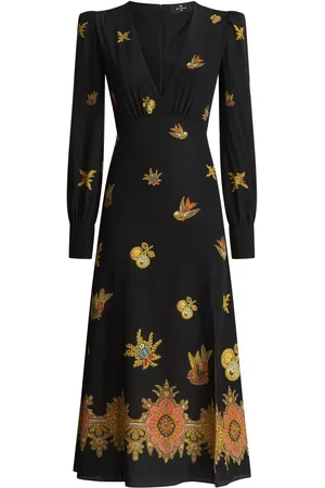 Etro Embroidered long-sleeve silk dress