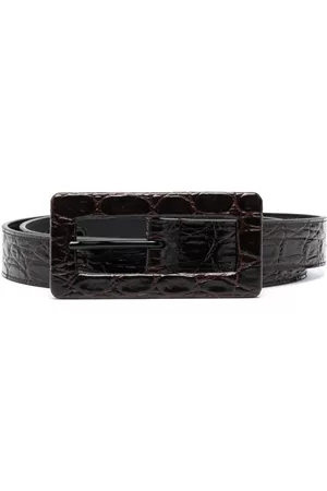 Saint Laurent Women Belts - Crocodile-effect leather belt
