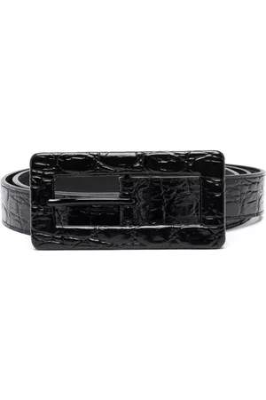 Saint Laurent Women Belts - Crocodile-effect leather belt