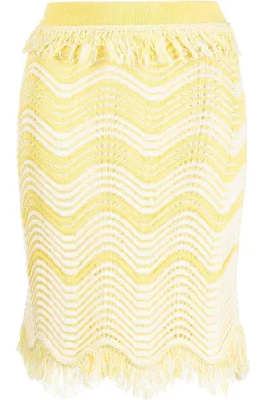 GENNY Fringe-detail knitted skirt