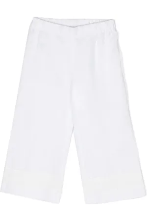 LA STUPENDERIA Lace-appliqu?? linen trousers