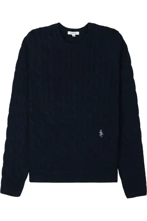 Sporty & Rich Embroidered-logo cable knit jumper