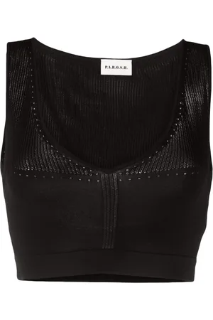 P.A.R.O.S.H. Pointelle-knit cropped top