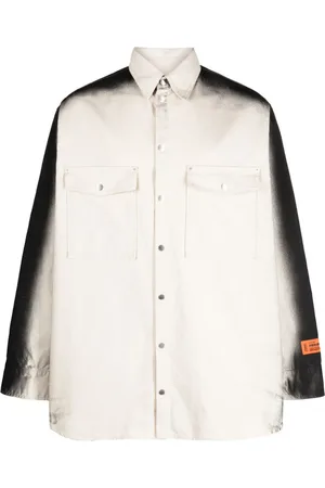 Heron Preston Faded-effect logo-patch shirt