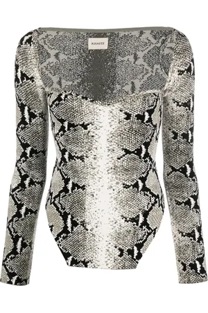 Khaite Maddy snake-effect jacquard-knit bodysuit