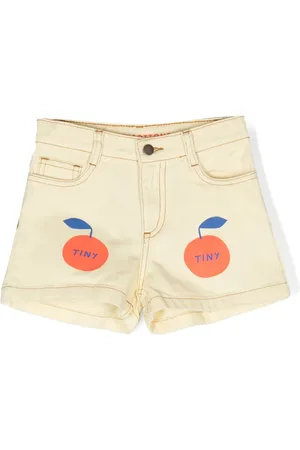 Tiny Cottons Fruit-print cotton denim shorts