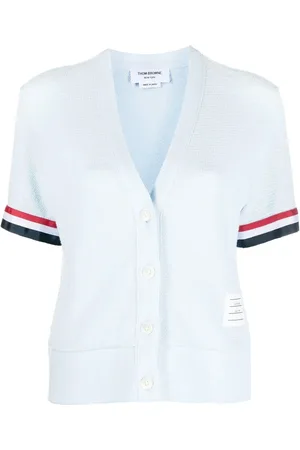 Thom Browne RWB-stripe short-sleeved cardigan