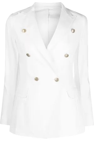 ELEVENTY Women Double Breasted Blazers - Double-breasted notched-lapel blazer