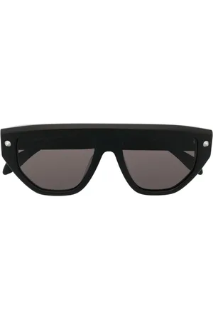 Alexander McQueen Engraved-logo straight-bridge sunglasses