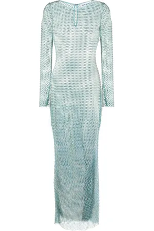 Self-Portrait Rhinestone-embellished fishnet dress