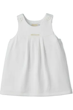 Miki House Embroidered-logo pinafore dress