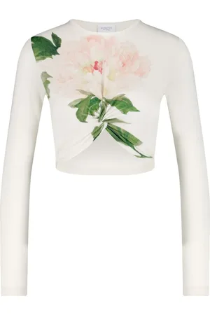 Giambattista Valli Floral-print cashmere-silk crop top