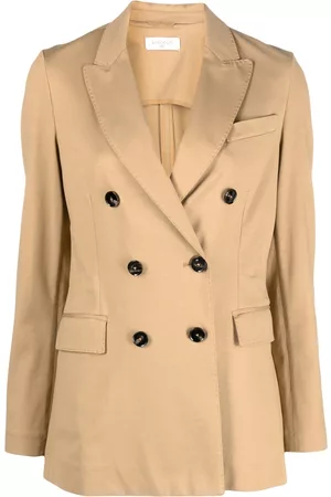 Circolo Women Double Breasted Blazers - Double-breasted stretch-cotton blazer