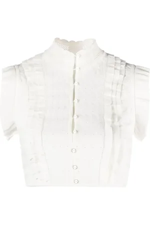 Elisabetta Franchi Ruffled pointelle-knit top
