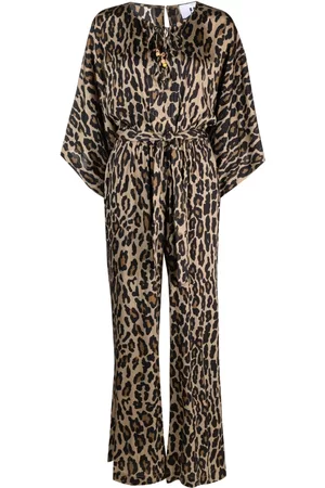 Bazar Deluxe Women Jumpsuits - Leopard-print tied-waist jumpsuit