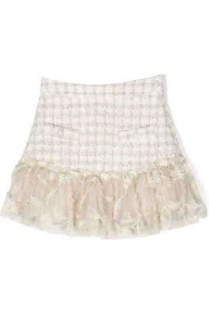 PATACHOU Embroidered-hem tweed skirt