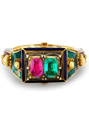 Pragnell 1837-1890 18kt yellow gold ruby and emerald ring