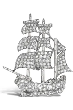 Pragnell Platinum retro diamond ship brooch