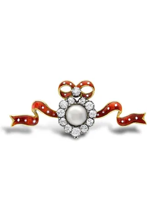 Pragnell 1891-1900 18kt yellow gold diamond and pearl brooch