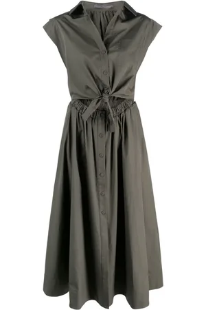 LORENA ANTONIAZZI Lace-up midi cotton dress