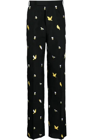 Thom Browne Birds and Bees embroidered straight-leg trousers