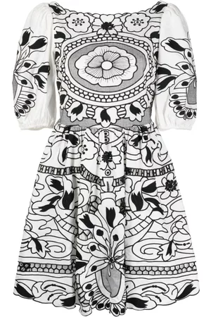 RED Valentino Women Printed Dresses - Floral-print puff sleeve dress
