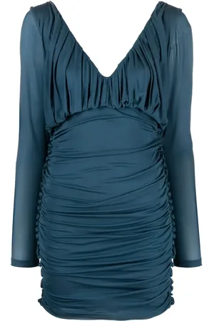 Saint Laurent V-neck draped mini dress