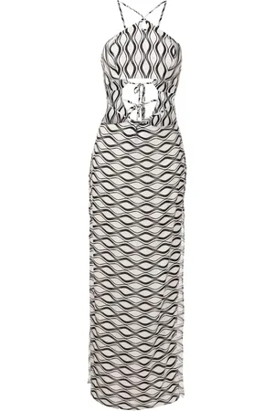 AMIR SLAMA Cut-out wave-print maxi dress
