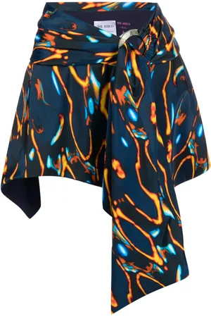 The Attico Graphic-print draped beach cover-up