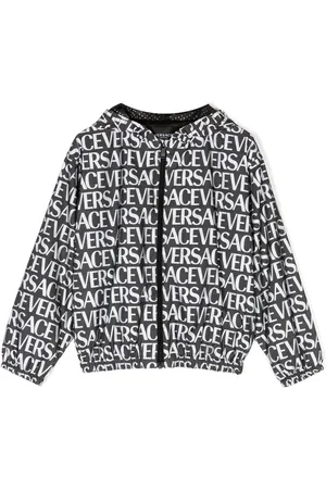 VERSACE Logo-print hooded jacket