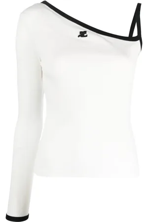 Courrèges Logo-embroidered one-shoulder top