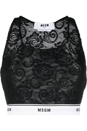 Msgm Chantilly-lace cropped tank top