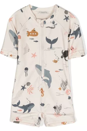 Liewood Girls Playsuits - Sea-life print recycled-polyester playsuit