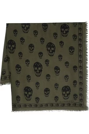 Alexander McQueen Men Scarves - Skull-print frayed scarf