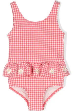 Konges Sløjd Gingham-check ruffled swimsuit