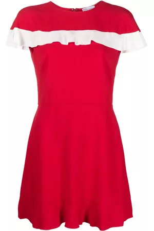 RED Valentino Women Dresses - Contrast-ruffle flared dress