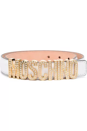 Moschino Women Belts - Logo-buckle leather belt