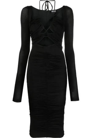 VERSACE Cut-out lace-up midi dress