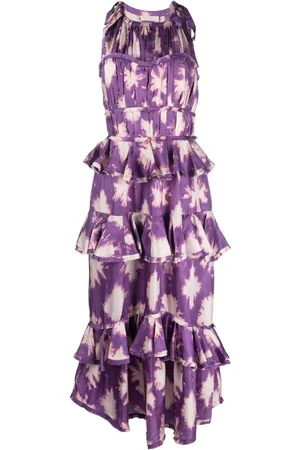 ULLA JOHNSON Serafina shibori tiered silk maxi dress