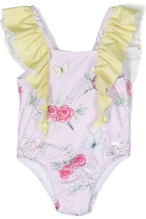 PATACHOU Floral-print ruffle-trim one piece