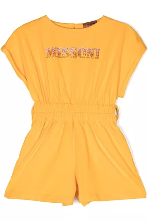 Missoni Girls Playsuits - Rhinestone-logo cotton playsuit