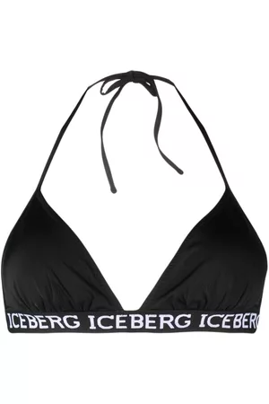 Iceberg Women Bikini Tops - Logo-tape halterneck bikini top
