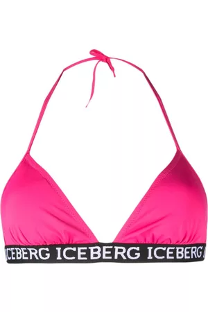 Iceberg Women Bikini Tops - Logo-tape halterneck bikini top