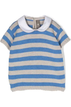 LITTLE BEAR Club-collar striped jumper