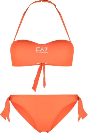 EA7 Logo-print halterneck bikini set