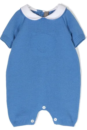 LITTLE BEAR Rounded-collar knitted cotton romper