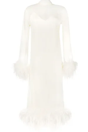 ‎Taller Marmo‎ Feather-trim long-sleeve dress