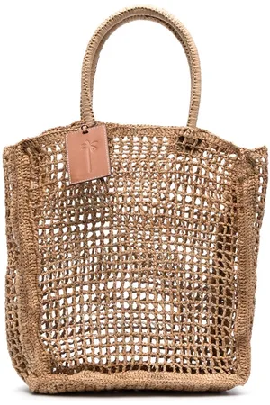 MANEBI Logo-tag raffia tote bag
